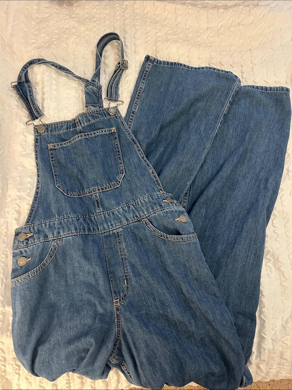 Hollister Medium Blue High-Rise Denim Overalls